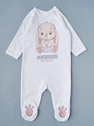 Комбинезон на молнии Little Star Зайчишка Малыш 0208 (ЧЗ-мз) белый 68