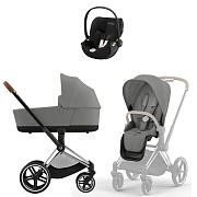 Коляска Cybex Priam IV Chrome Brown complete Cloud T Jeremy Scott Wings 3 в 1 Mirage Grey