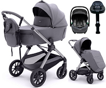 Коляска Agex Prima Pro 4 в 1 с автокреслом i-Safe S Grey и базой APS214 Sora серый