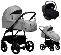 Детская коляска Indigo Impulse Eco 3 в 1 с автокреслом Avionaut Cosmo Black Ie04 св.серая кожа/св.серый