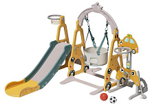 Горка с качелями и баскетбольной стойкой UNIX Kids Funny Car 160 см Yellow