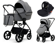 Детская коляска Rant Teo Soft 3 в 1 с автокреслом Cruise Black Grey