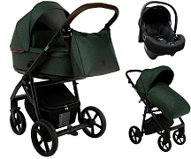 Детская коляска Roan Esso 3 в 1 с автокреслом Tutis Elo Lux EduSky Black ESS113/1 Dark Green/Black