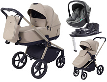 Детская коляска Rant Flex Therm Soft 4 в 1 с автокреслом Miro Olive и базой Sandy Beige
