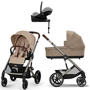 Коляска Cybex Balios S Lux TPE complete Cloud G Stone Grey Plus Base G 4 в 1 Almond Beige с дождевиками
