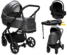 Детская коляска Noordi Fjordi Leather V2 4 в 1 с автокреслом Terra Black 1462819 Shadow Grey