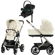 Коляска Cybex Talos S Lux TPE complete Aton B2 Volcano Black Base One 4 в 1 Seashell Beige с дождевиками
