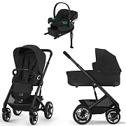 Коляска Cybex Talos S Lux BLK complete Aton B2 Volcano Black Base One 4 в 1 Moon Black с дождевиками