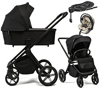Детская коляска Peppy Monaco Plus 4 в 1 с автокреслом Welldon Crown 2 и базой Black (черный), рама черная