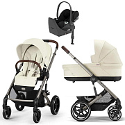 Коляска Cybex Balios S Lux TPE complete Cloud T Sepia Black Plus Base T 4 в 1 Seashell Beige с дождевиками