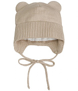 Шапочка вязаная AmaroBaby Pure Love Bear с подкладом ЧЗ песочный 40
