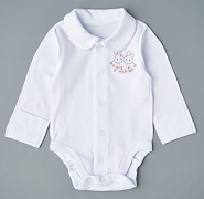 Боди Little Star Зайки с цветочками интерлок 2372 белый 62
