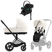 Коляска Cybex Priam IV Matt Black complete Aton B2 Volcano Black Base One 4 в 1 Off White