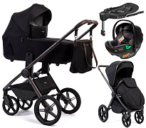 Детская коляска Peppy Monaco Thermo 4 в 1 с автокреслом First и базой Black (черный), рама серо-коричневая