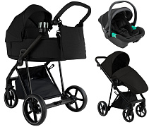 Детская коляска Roan Sol 2.0 3 в 1 с автокреслом Pituso Santiso Pro Black SLL/30/T Caviar Black/Black/руч.Black