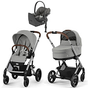 Коляска Cybex Balios S Lux SLV complete Cloud T Mirage Grey Base T 4 в 1 Stone Grey с дождевиками