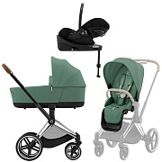 Коляска Cybex Priam IV Chrome Brown complete Cloud G Moon Black Plus Base G 4 в 1 Leaf Green