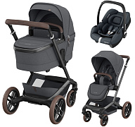 Детская коляска Maxi-Cosi Fame 3 в 1 с автокреслом CabrioFix Essential graphite Twillic Graphite/графит