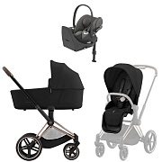 Коляска Cybex Priam IV Rosegold complete Cloud T Mirage Grey Base T 3 в 1 Sepia Black