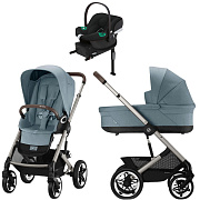 Коляска Cybex Talos S Lux TPE complete Aton B2 Volcano Black Base One 4 в 1 Stormy Blue с дождевиками