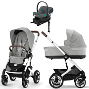 Коляска Cybex Talos S Lux SLV complete Aton B2 Steel Grey Base One 4 в 1 Stone Grey с дождевиками