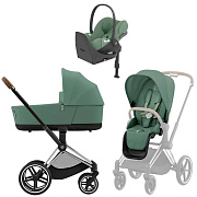 Коляска Cybex Priam IV Chrome Brown complete Cloud T Leaf Green Plus Base T 4 в 1 Leaf Green