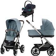 Коляска Cybex Talos S Lux TPE complete Aton B2 Bay Blue Base One 4 в 1 Stormy Blue с дождевиками