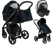 Детская коляска Roan Esso 3 в 1 с автокреслом Pituso Baesa Pro Black,Beige Canopy ESS111/1 Caviar/Black