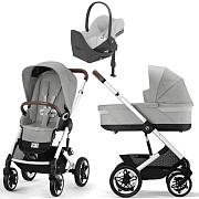 Коляска Cybex Talos S Lux SLV complete Cloud T Platinum White Plus Base T 4 в 1 Stone Grey с дождевиками