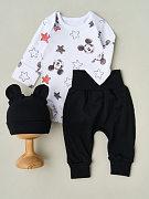 Боди, штанишки, котелок Little Star 728126 микки, белый/черный 56