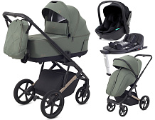 Детская коляска Rant Garda 4 в 1 с автокреслом Miro Black и базой Olive