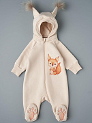 Комбинезон Little Star Белочка с отстегивающимся капюшоном футер с начесом 823015 (ЧЗ-мз) светло-бежевый 56