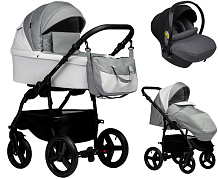 Детская коляска Indigo Impulse Eco 3 в 1 с автокреслом Avionaut Cosmo Grey Ie03 белая кожа/серый