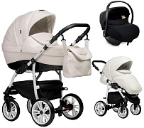 Детская коляска Indigo Indigo Special New 3 в 1 с автокреслом Avionaut Cosmo Black Is01 белая кожа