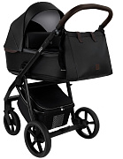 Детская коляска Roan Esso Кожа 2 в 1 ESSK/210/1 Black /Black/руч.Тем.коричневый
