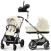 Коляска Cybex Balios S Lux TPE complete Cloud G Lava Grey Plus Base G 4 в 1 Seashell Beige с дождевиками