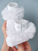 Носочки трикотажные Little Star Крестик с кружевом 00050 белый 8 см 2