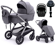 Коляска Agex Prima Pro 4 в 1 с автокреслом i-Safe S Black и базой APS214 Sora серый