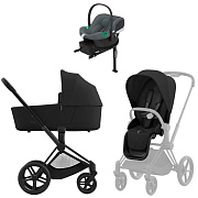 Коляска Cybex Priam IV Matt Black complete Aton B2 Steel Grey Base One 4 в 1 Sepia Black