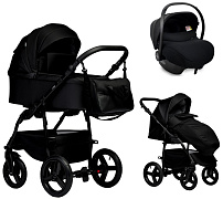 Детская коляска Indigo Impulse Eco 3 в 1 с автокреслом Avionaut Cosmo Black Ie08 черная кожа/черный