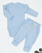 Боди AmaroBaby Fashion с длинным рукавом и ползунки голубой 56
