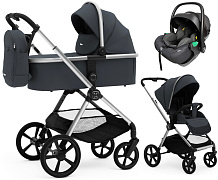 Коляска Agex Life 3 в 1 хромированная рама с автокреслом i-Safe Black ALM606 Midnight Grey (Темно-серый)