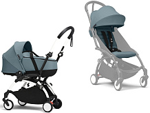 Коляска Stokke YOYO3 Newborn Shell рама белая White 2 в 1 Aqua