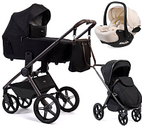 Детская коляска Peppy Monaco Thermo 3 в 1 с автокреслом Verona Beige Black (черный), рама серо-коричневая