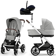 Коляска Cybex Talos S Lux SLV complete Cloud G Ocean Blue Plus Base G 4 в 1 Stone Grey с дождевиками