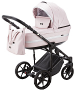 Детская коляска Adamex Rimini Deluxe 2 в 1 RI245 розов.кожа+серебр.отделка