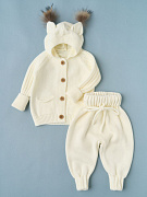 Кофточка с капюшоном и штанишки Little Star Рысёнок 0081 (ЧЗ-нк) крем 62