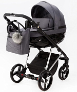 Детская коляска Adamex Quantum Special Edition 3 в 1 Q-TK681 (СЕРЫЙ+ХРОМ РАМА)
