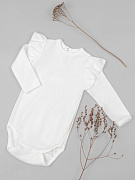 Боди AmaroBaby Fashion с длинным рукавом с рюшами молочный 56