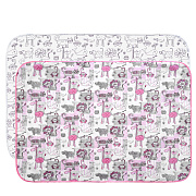 Клеёнка-наматрасник Roxy-Kids с резинками-держателями ZOO 70*100 см, 2 шт R-0078/76N белая / серо-розовая